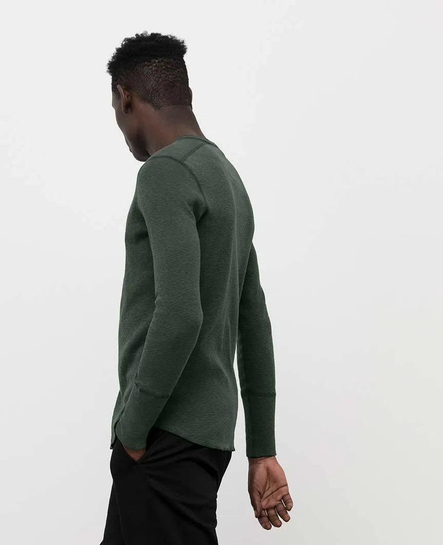 1x1 Slub Long Sleeve Henley Pine