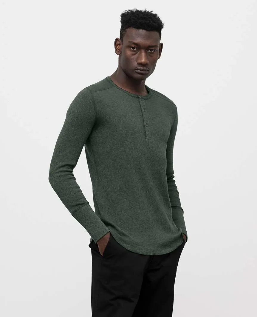 1x1 Slub Long Sleeve Henley Pine