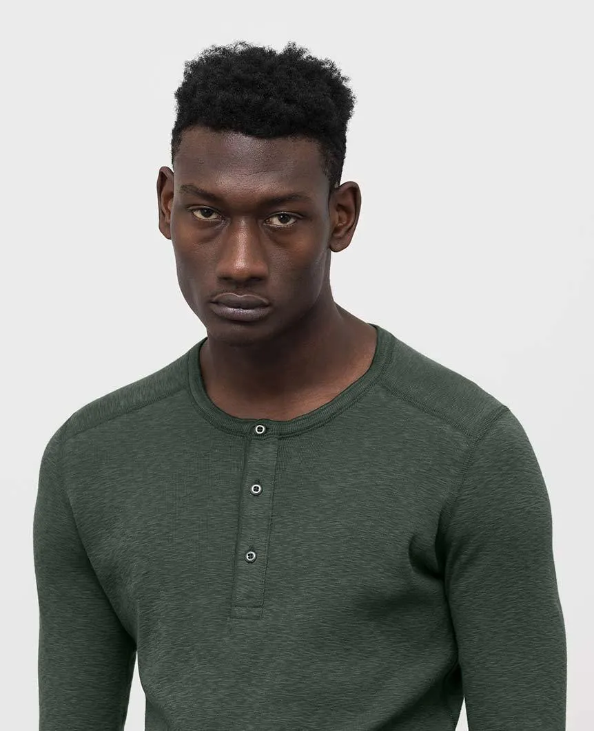 1x1 Slub Long Sleeve Henley Pine