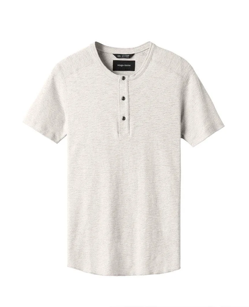 1x1 Slub Short Sleeve Henley Heather Ash