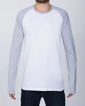 2t Raglan Long Sleeve Tall T-Shirt (white/grey)