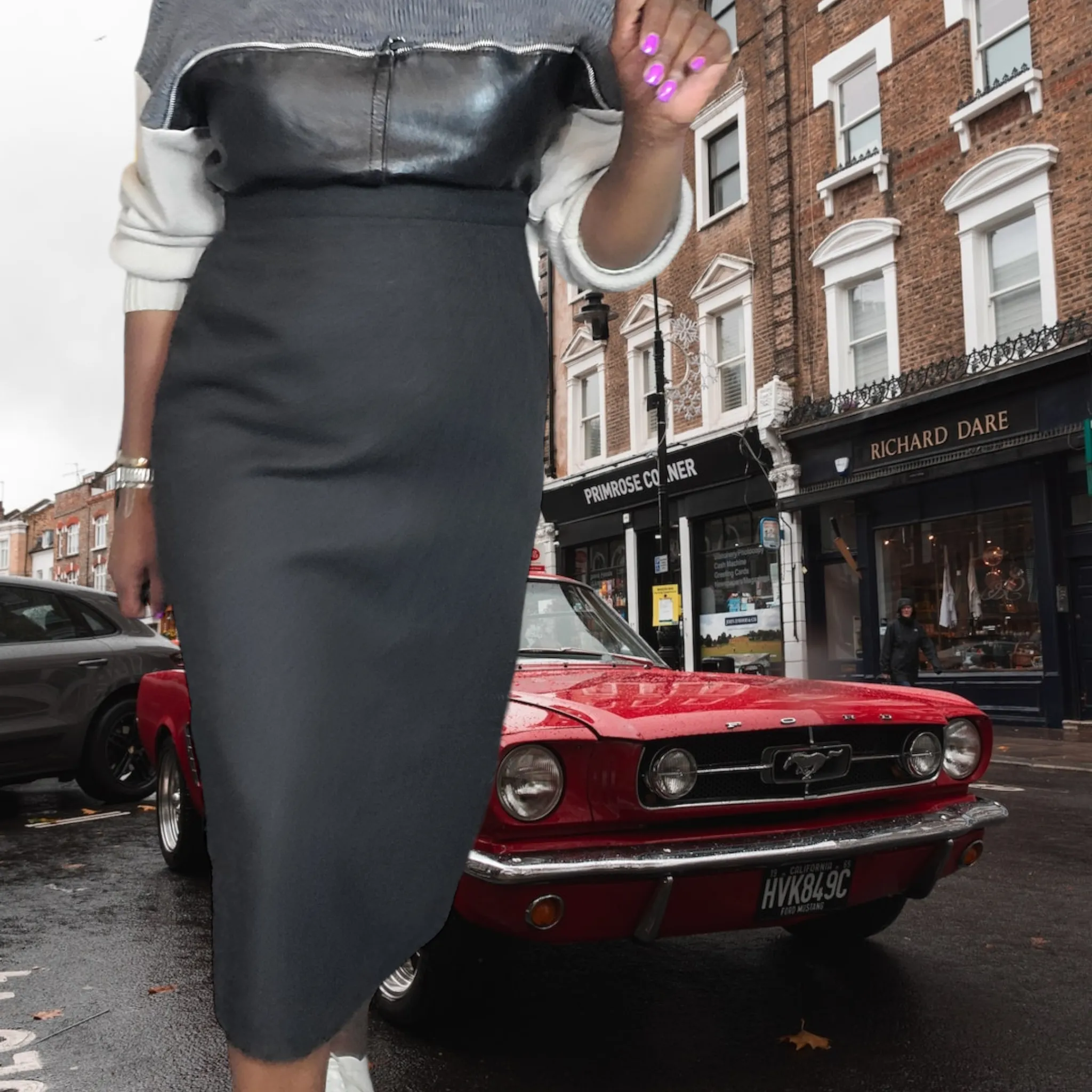 90s Vintage Grey Wool Maxi Skirt Size 14