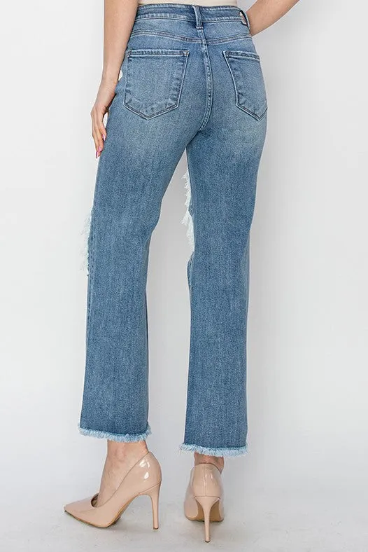 AARON HIGH RISE CROP STRAIGHT JEANS