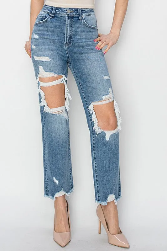 AARON HIGH RISE CROP STRAIGHT JEANS