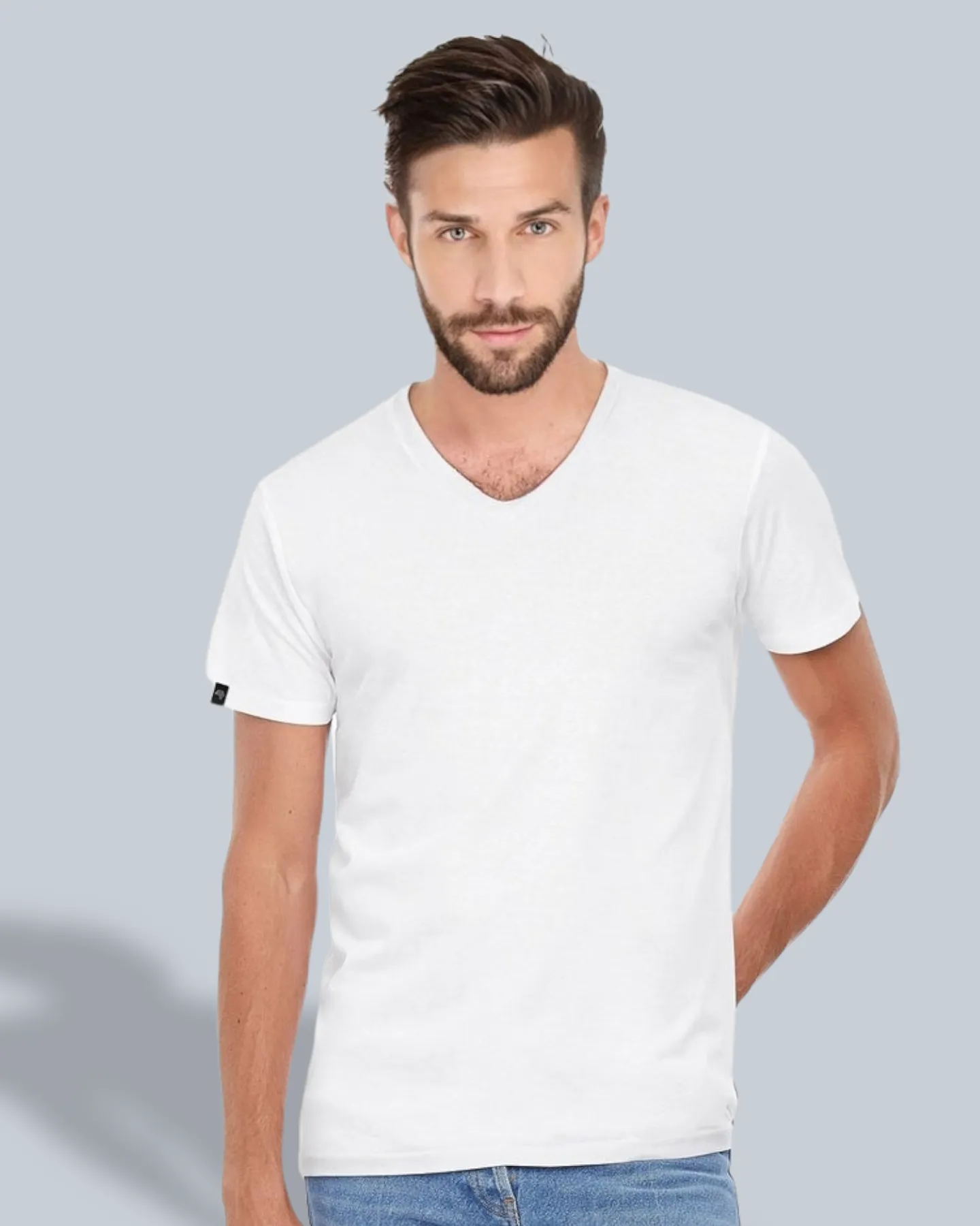 BAC TM044 ― Unisex Bio-Baumwolle V-Neck T-Shirt - Grau