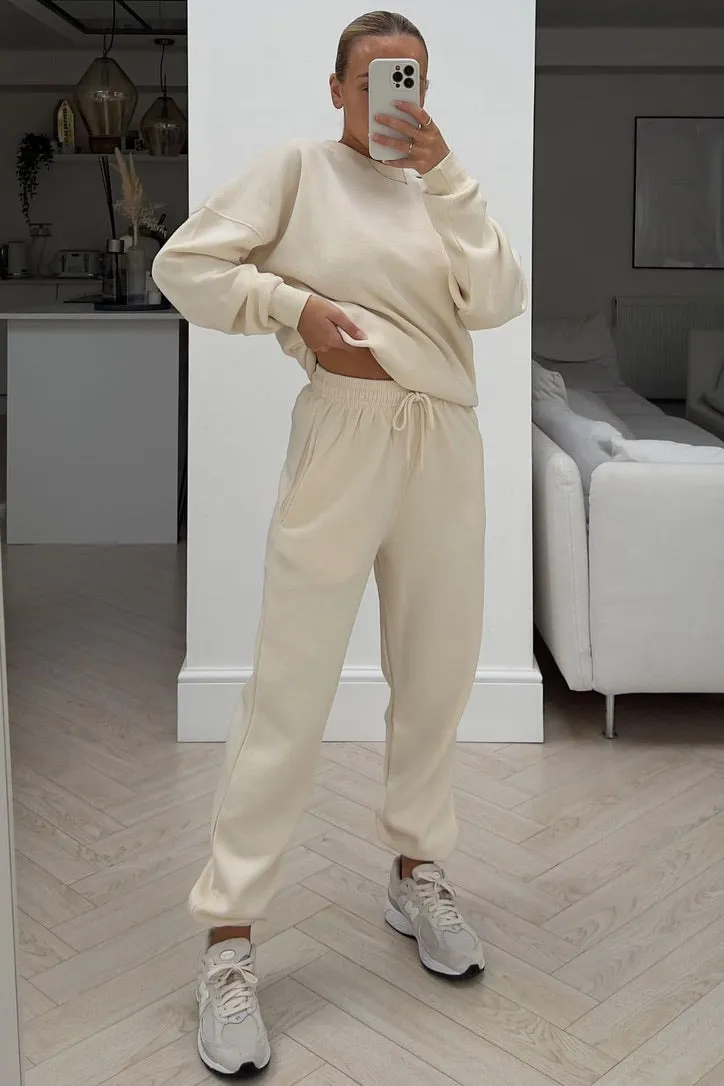 Basic ecru sweater essential loungewear set