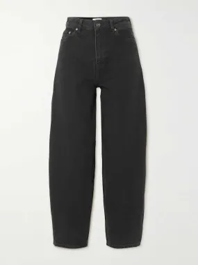 Black cropped high-rise jeans