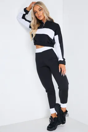 Black Cropped Loungewear Jogger Set