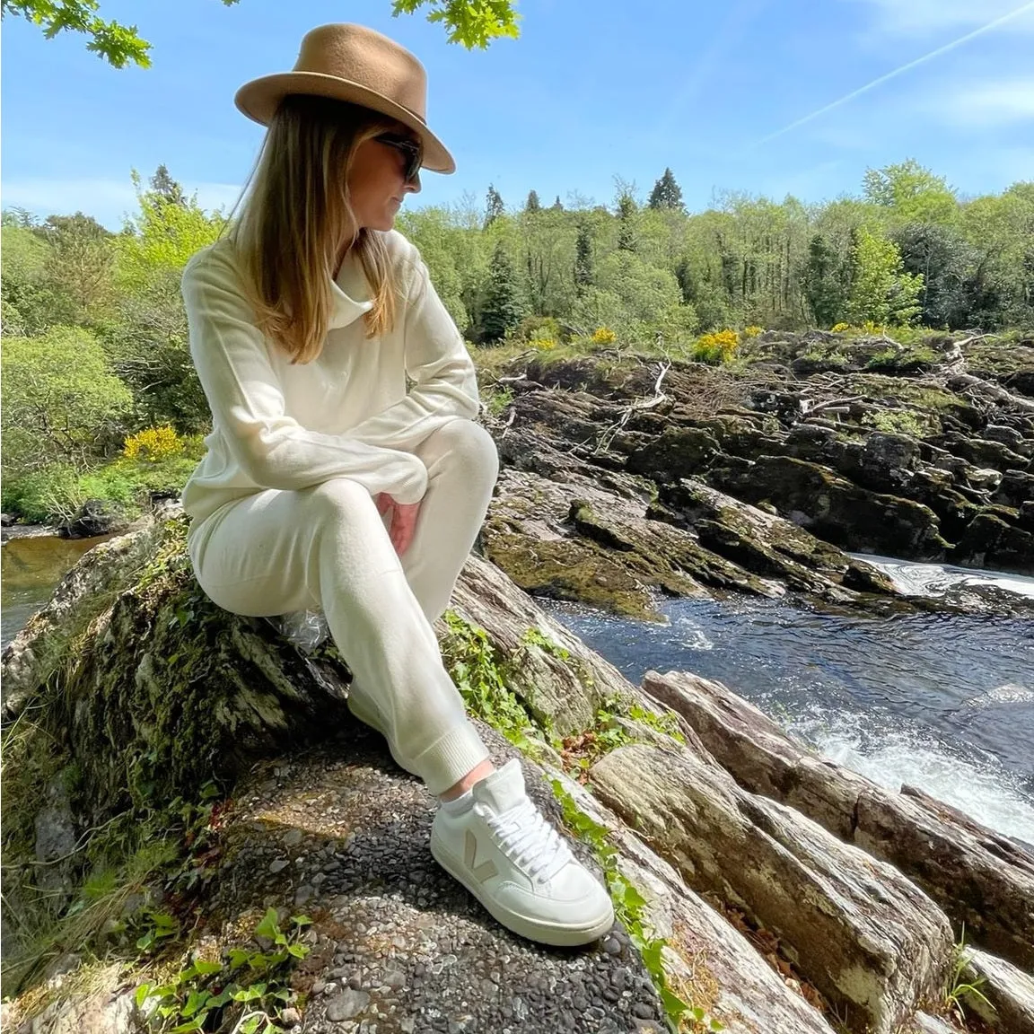 Cashmere Joggers in White