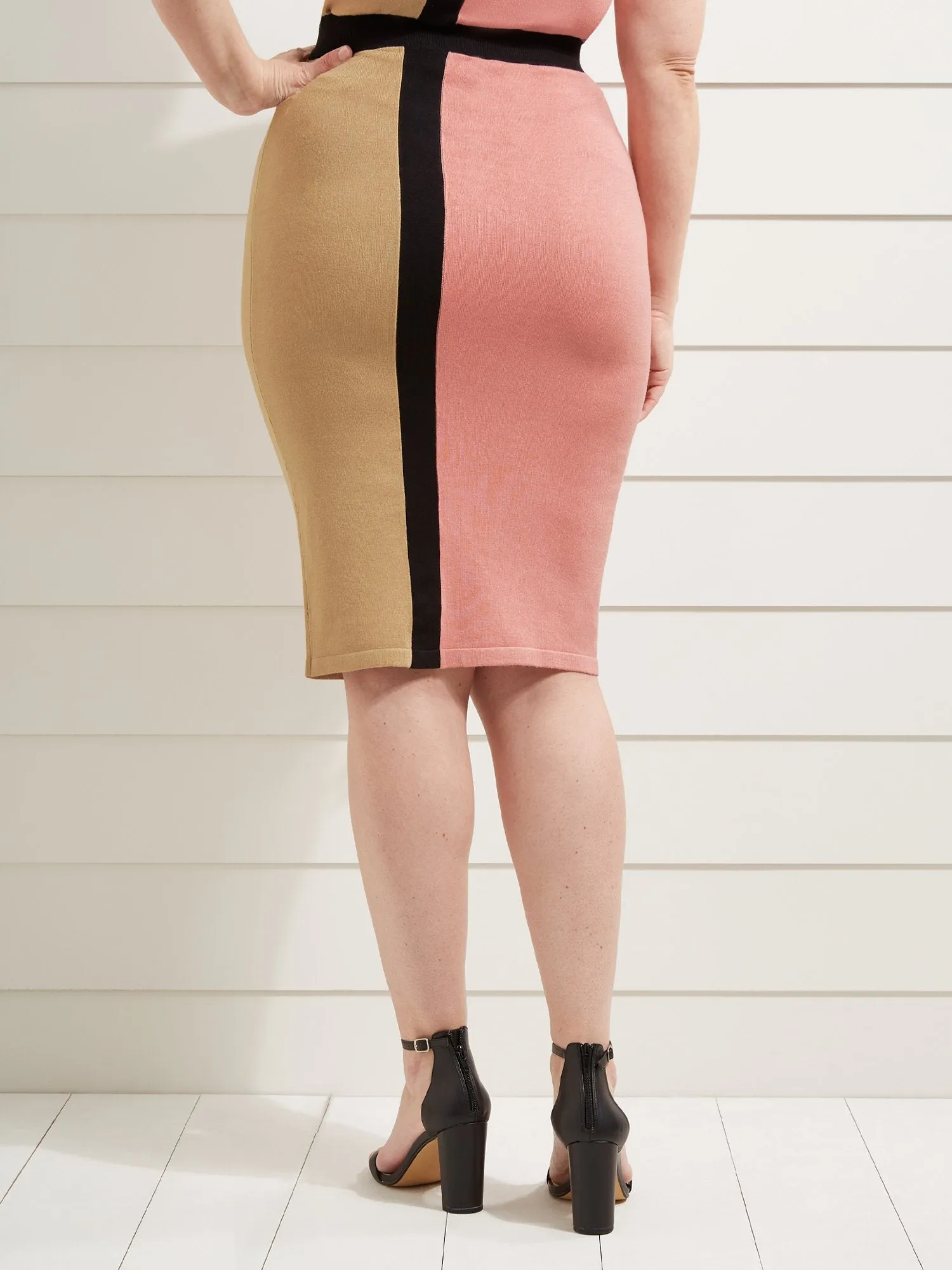 Colorblock Sweater Pencil Skirt