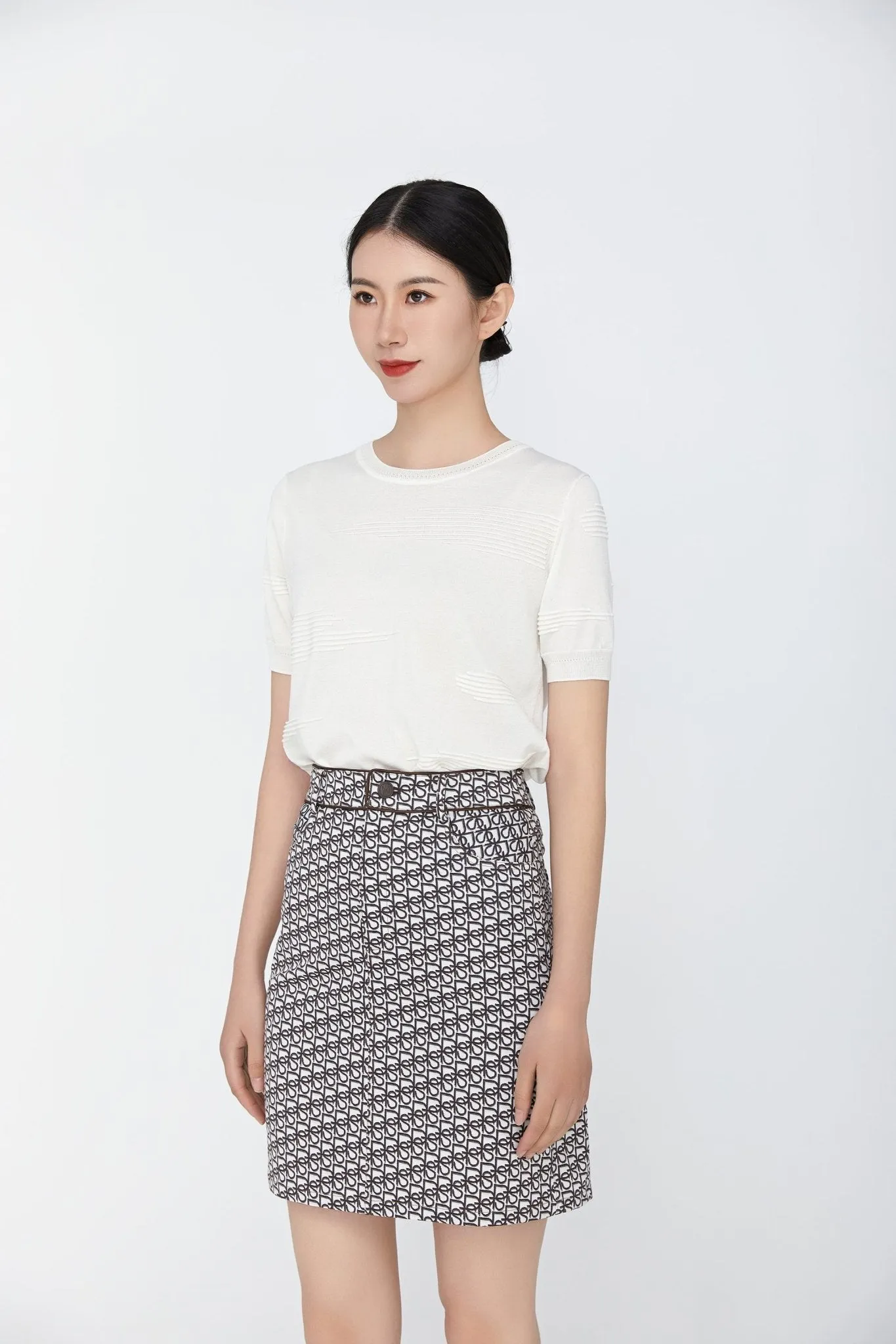 Dark Brown High Waist Slim Fit Short Skirt