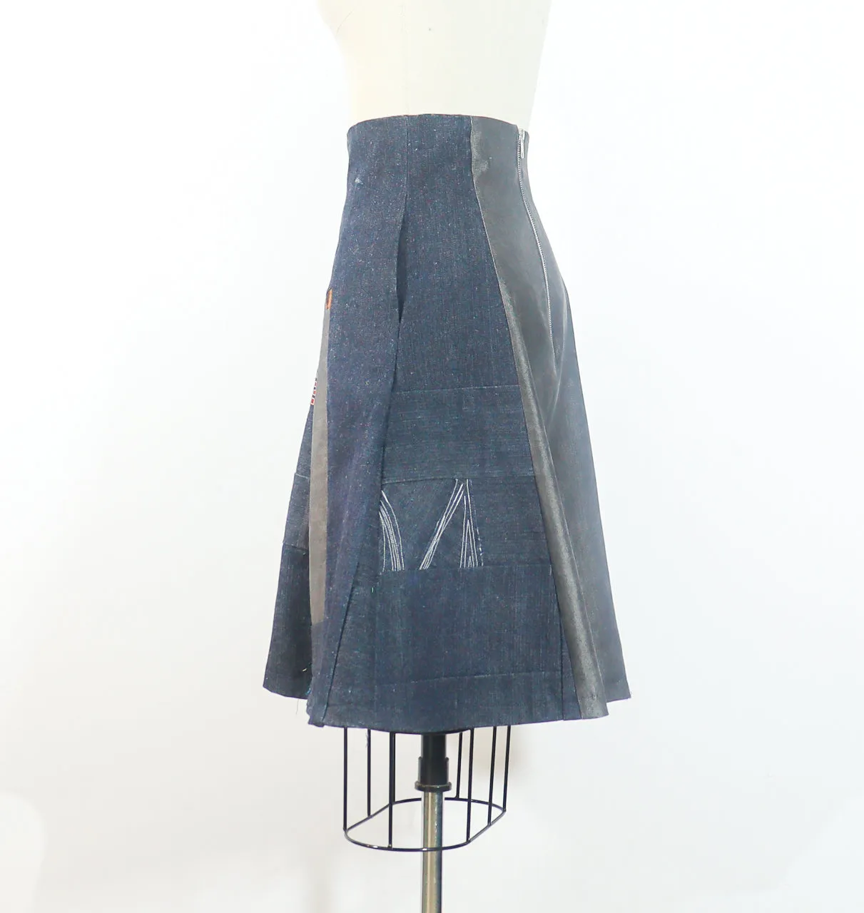 Denim Patchwork Skirt