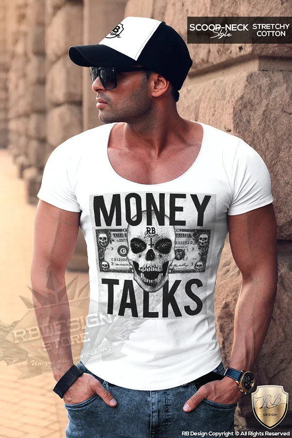 Designer Skull Mens T-shirt Money Talks Dollar Bill Tank Top MD669 Black