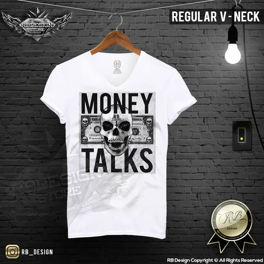 Designer Skull Mens T-shirt Money Talks Dollar Bill Tank Top MD669 Black