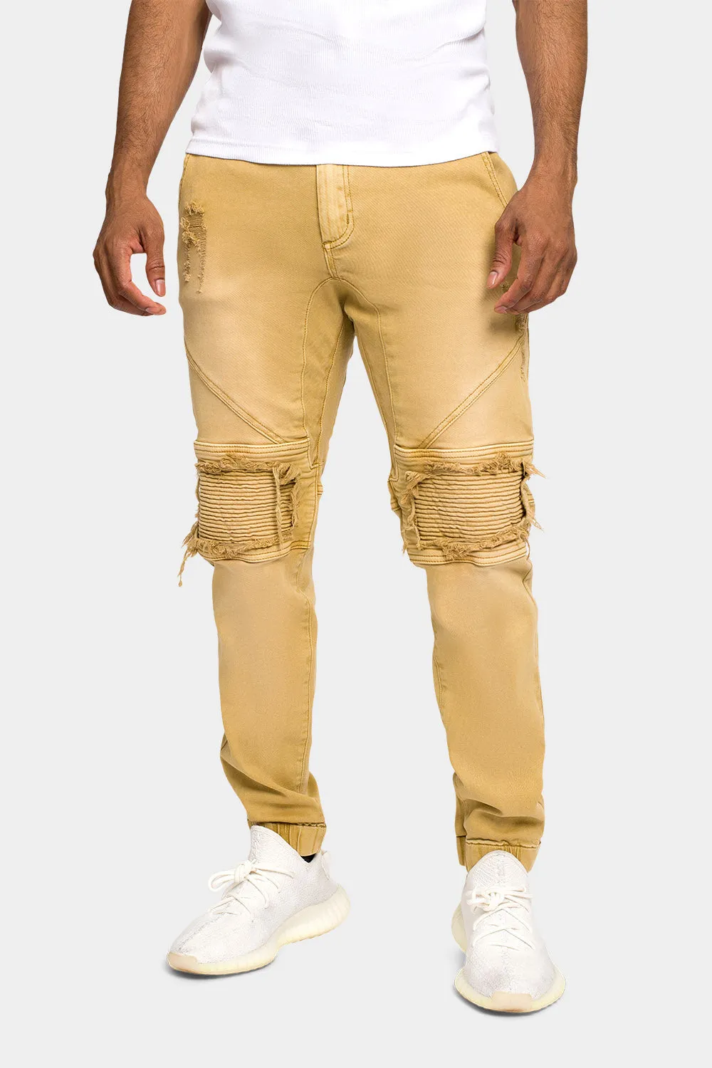 Distressed Ribbed Cuff Jeans