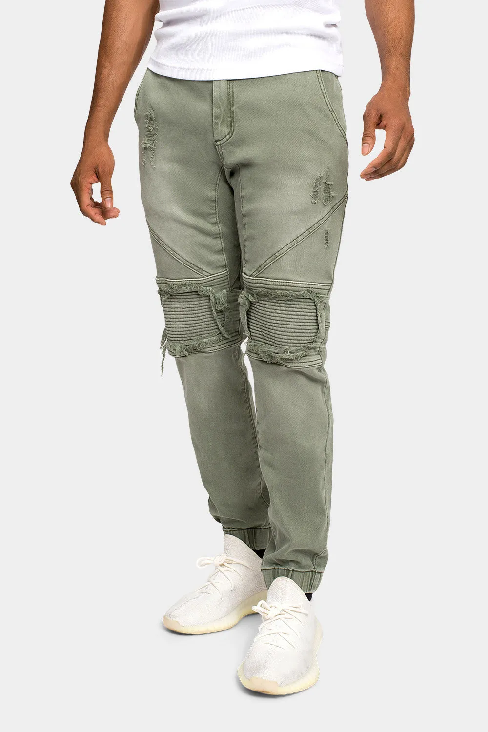 Distressed Ribbed Cuff Jeans