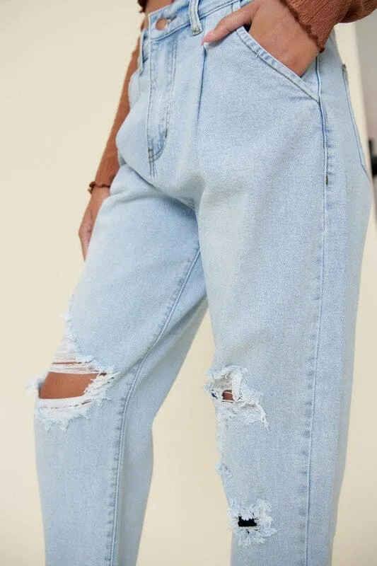 Distressed Slouchy Jeans - Vibrant M.i.U