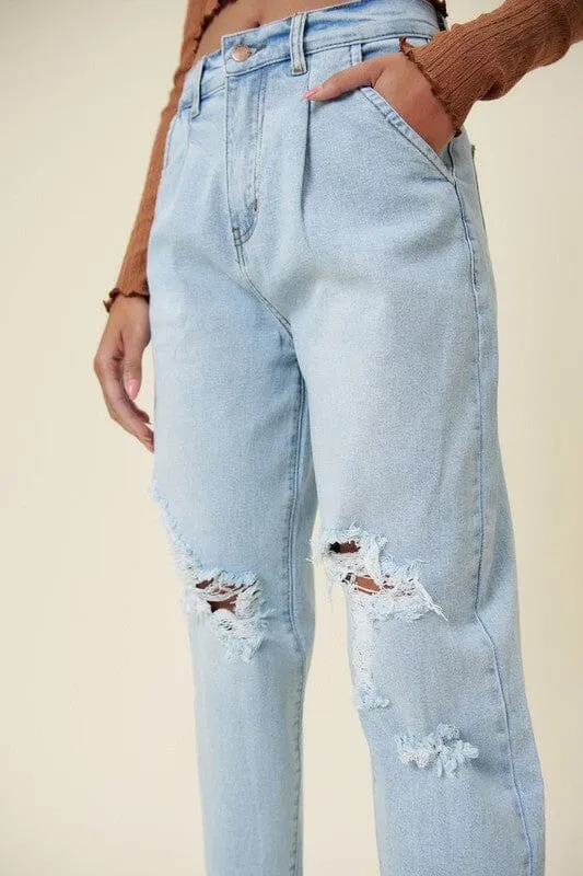 Distressed Slouchy Jeans - Vibrant M.i.U