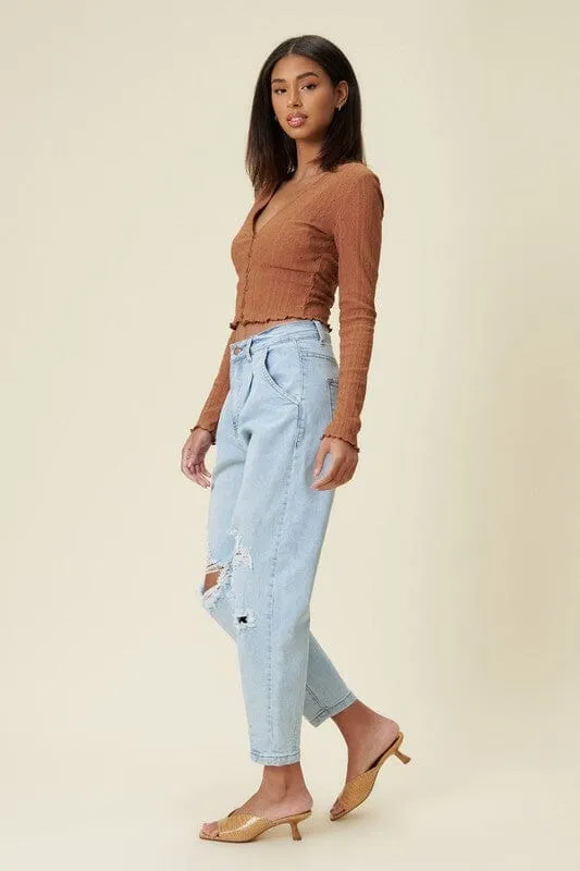 Distressed Slouchy Jeans - Vibrant M.i.U