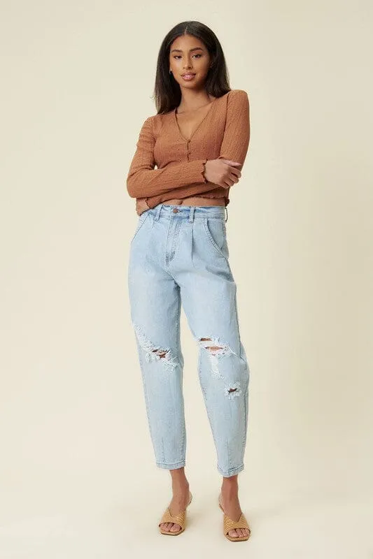 Distressed Slouchy Jeans - Vibrant M.i.U