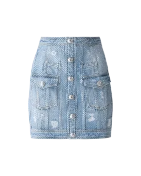 Embellished Denim Skirt