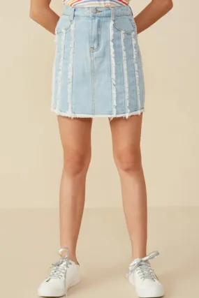 Frayed Seam Denim Skirt