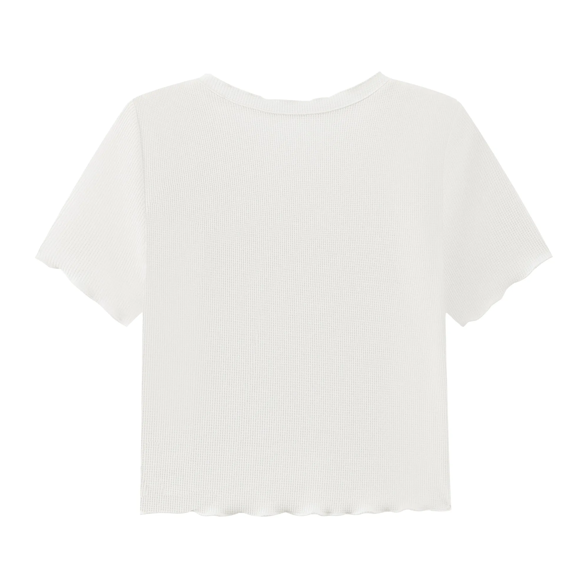 Frill Hem V-Neck Crop T-Shirt