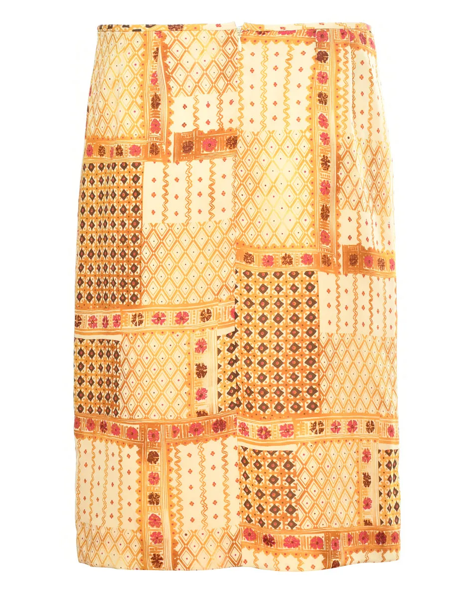 Geometric Print Pencil Skirt - M