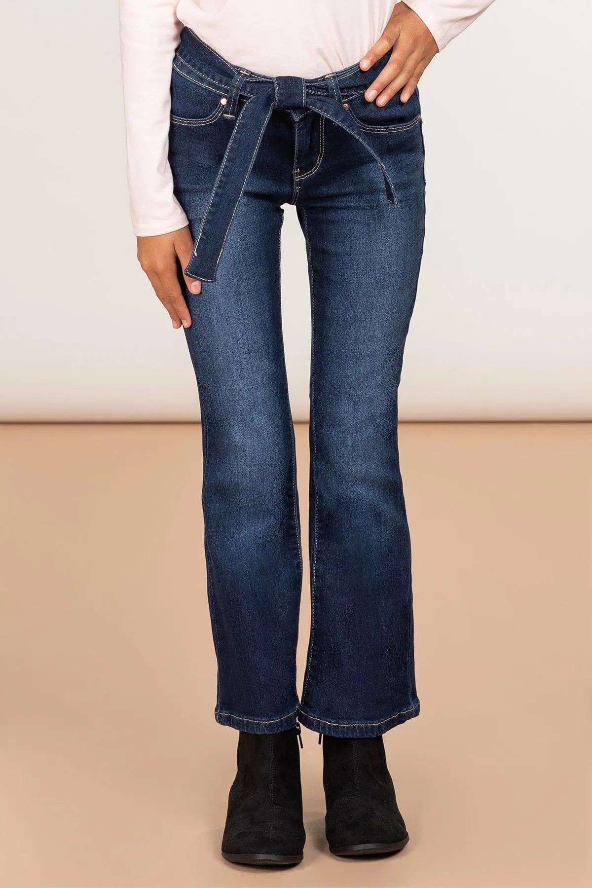 Girls Flare Jeans With Matching Tie