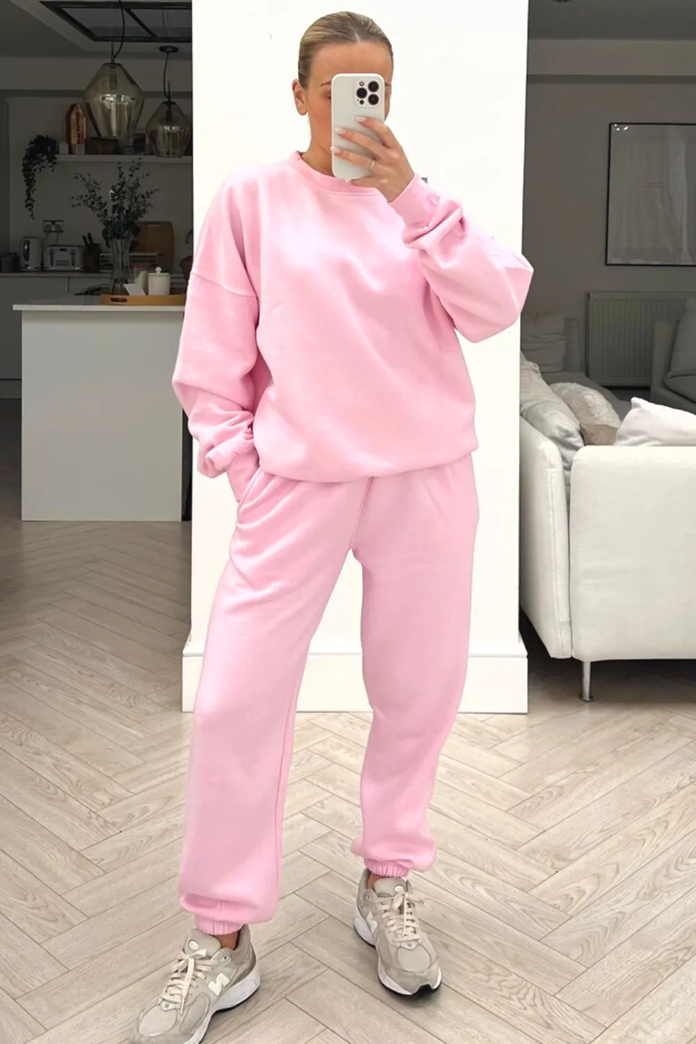 Glamify baby pink sweater essential loungewear set