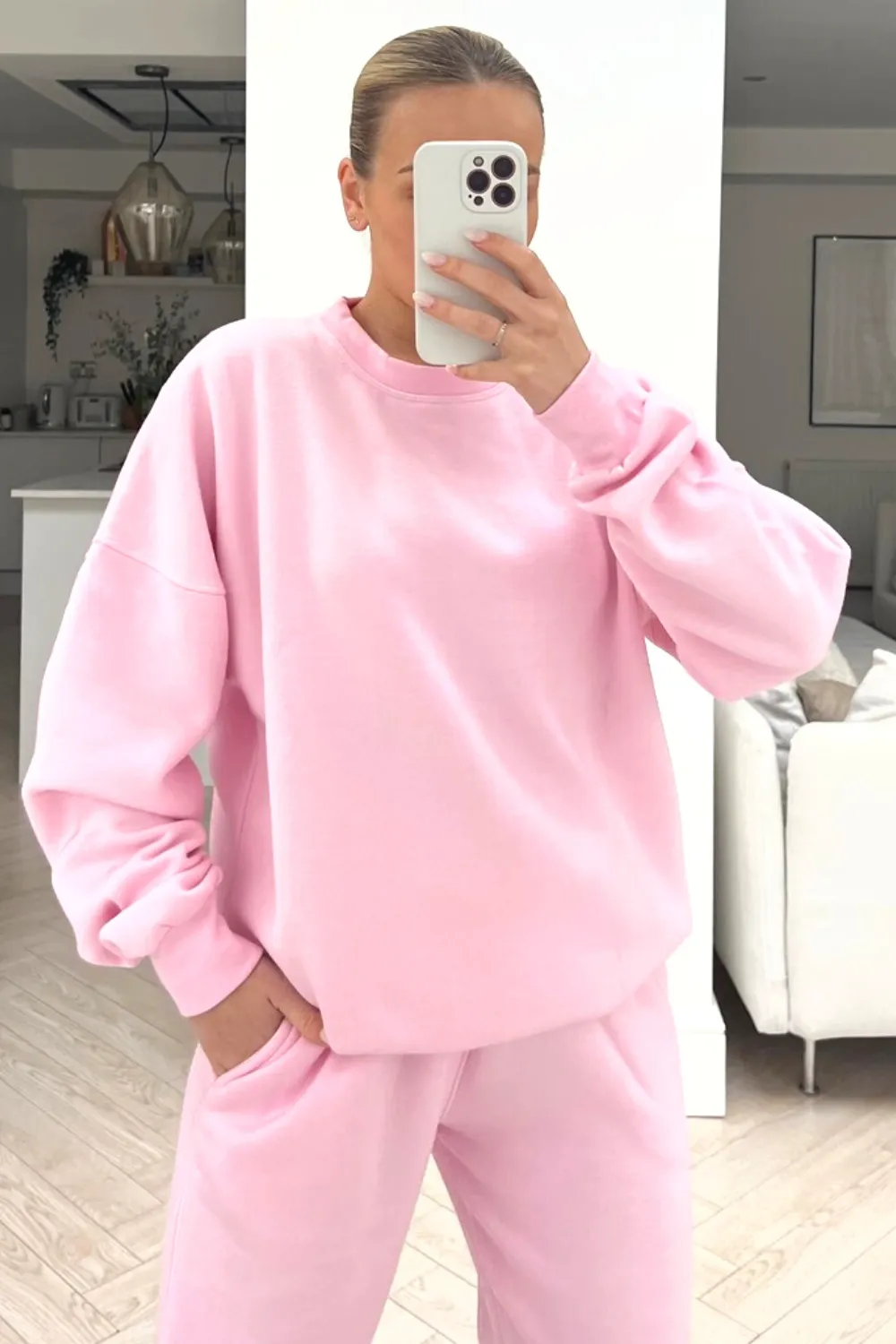 Glamify baby pink sweater essential loungewear set