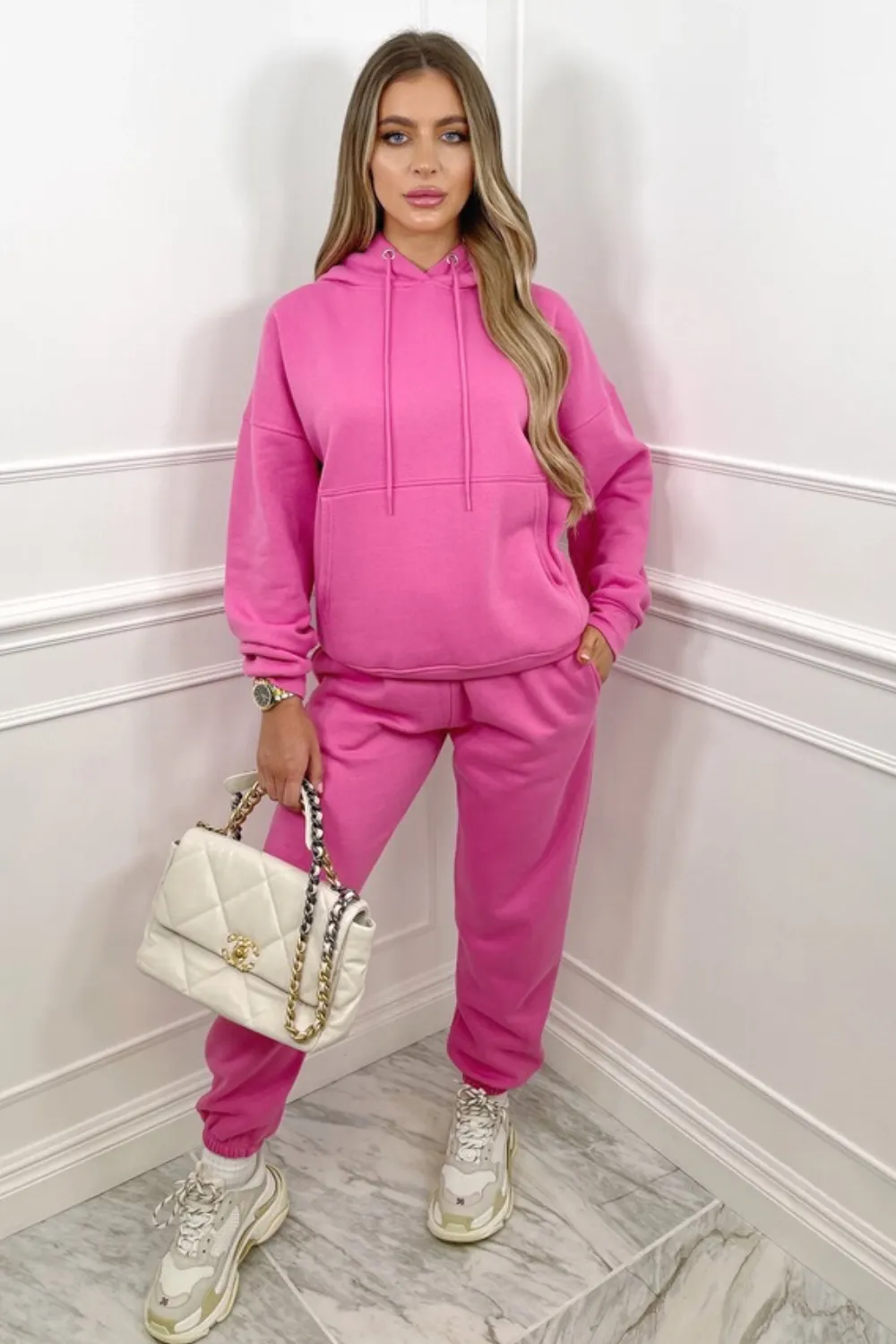 Glamify Hot Pink essential hooded loungewear set