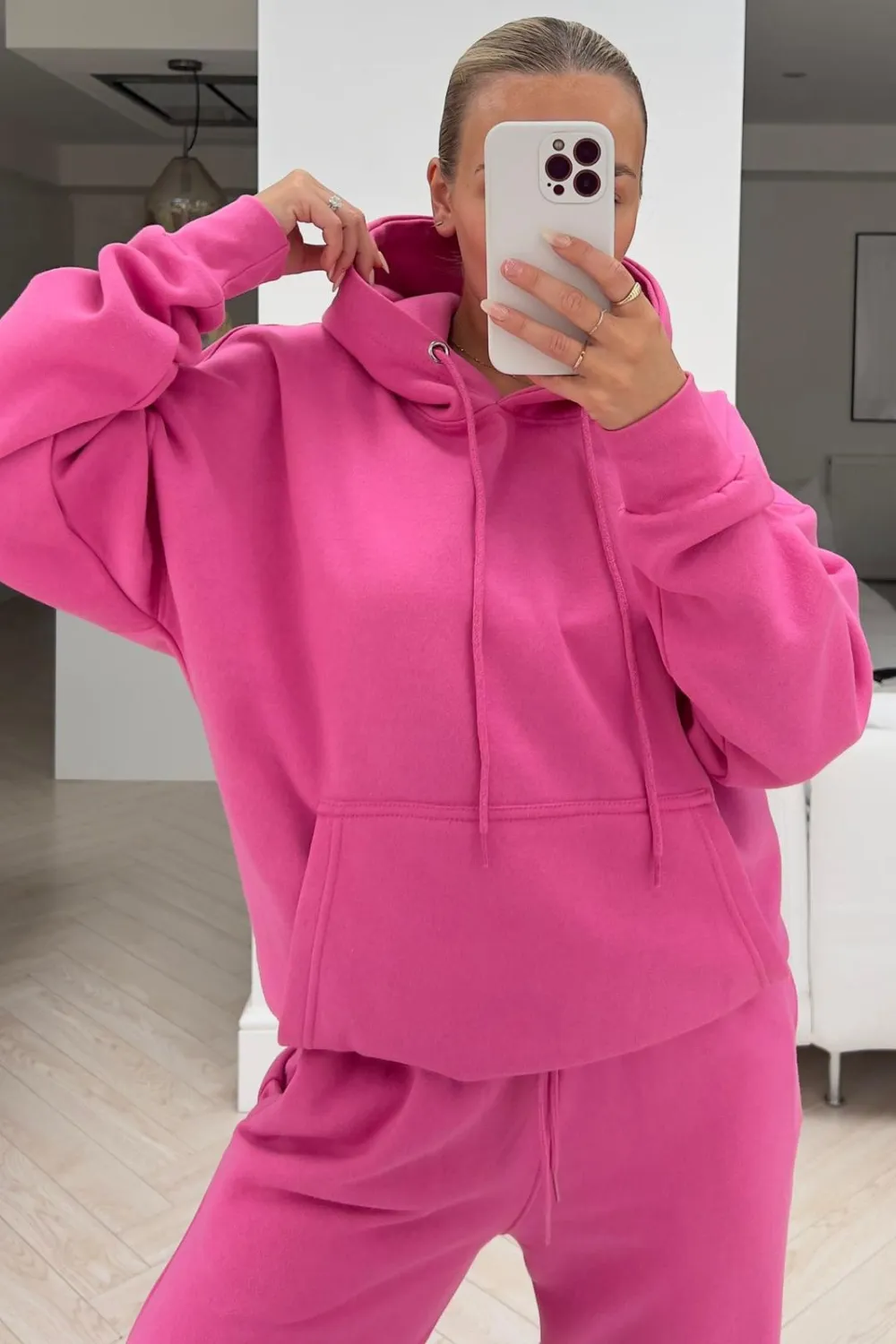 Glamify Hot Pink essential hooded loungewear set