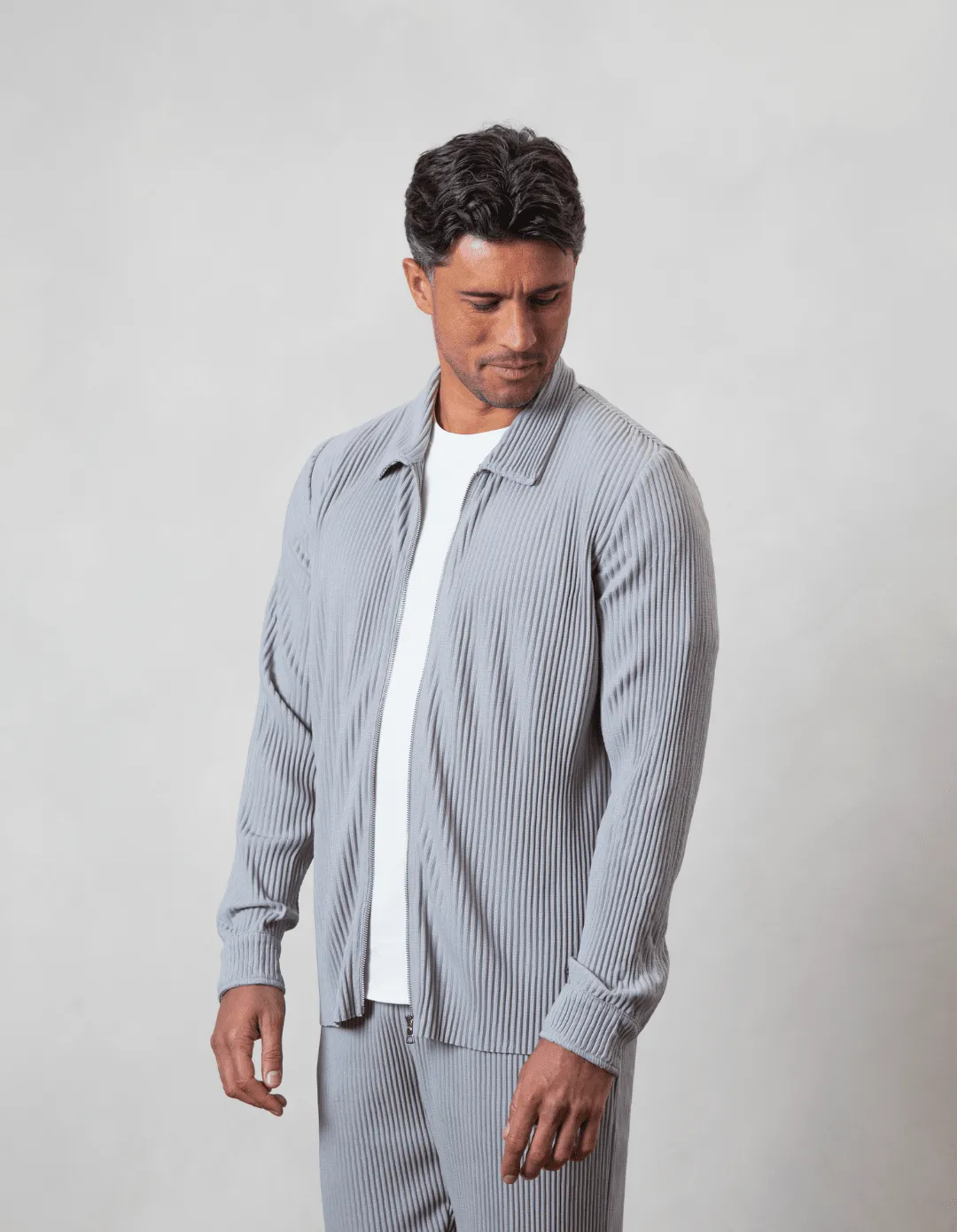 Grey Pleated Overshirt