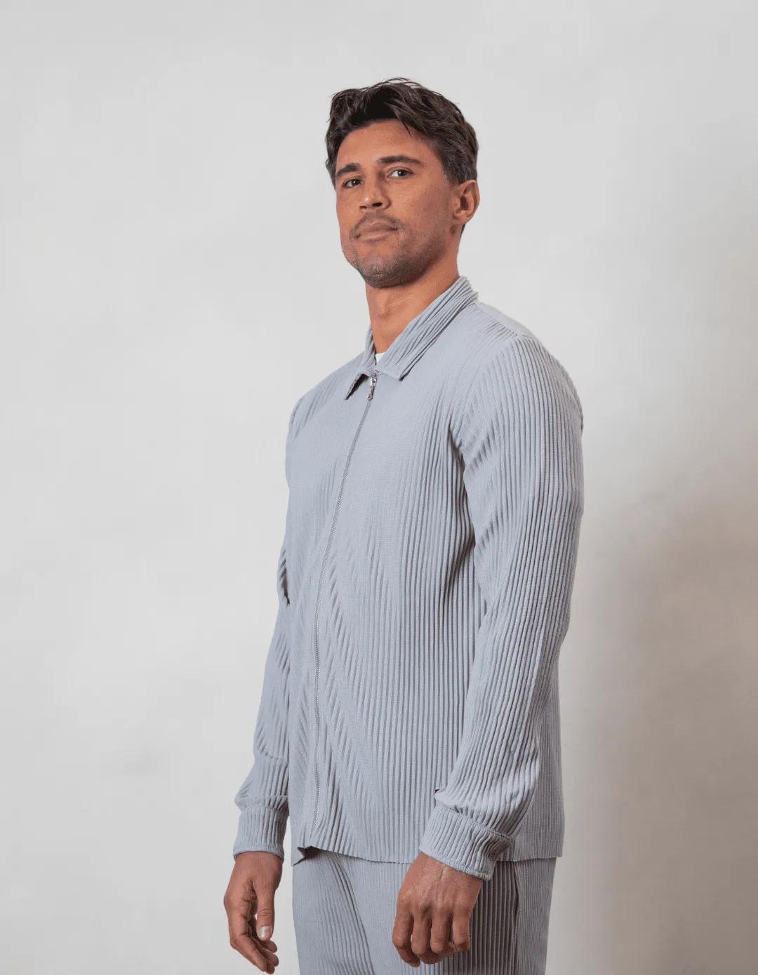 Grey Pleated Overshirt