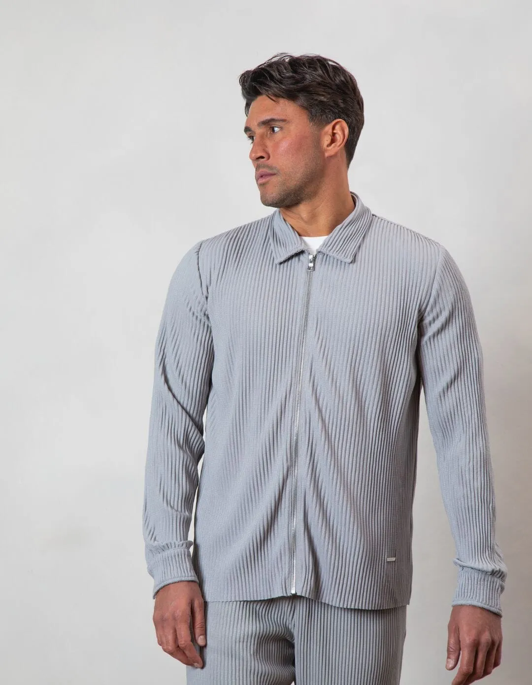 Grey Pleated Overshirt