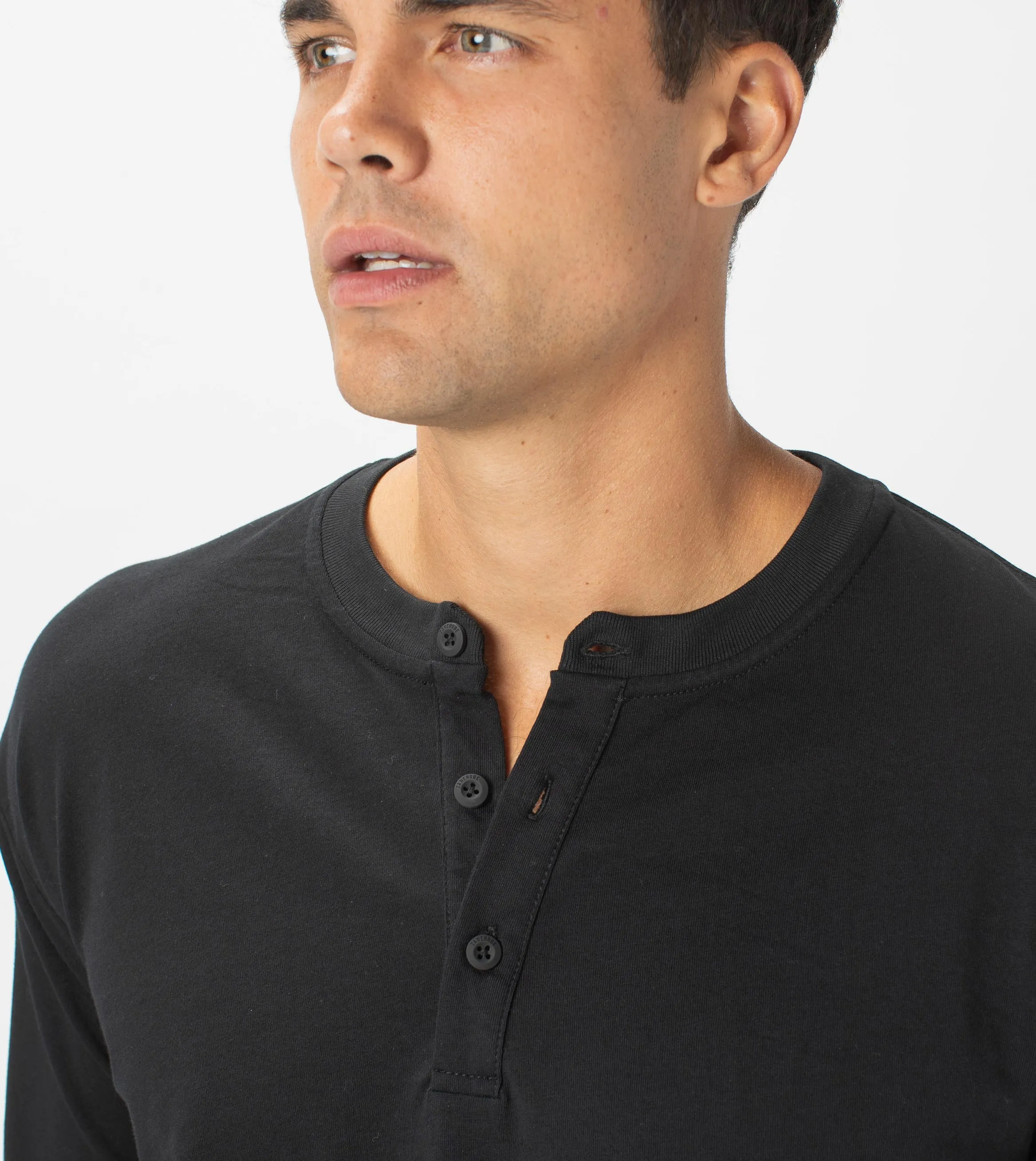 Henley LS Tee Black