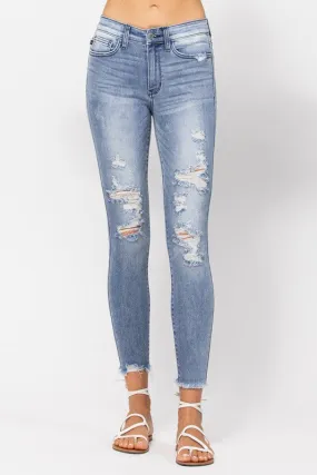 JB125 - CURVY SKINNY DESTROYED JEANS