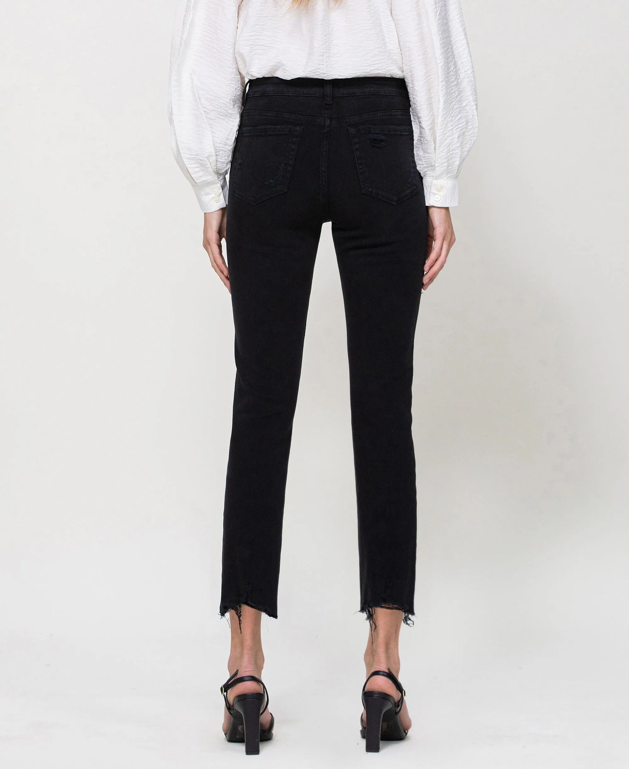 Jet Black - High Rise Slim Straight Jeans