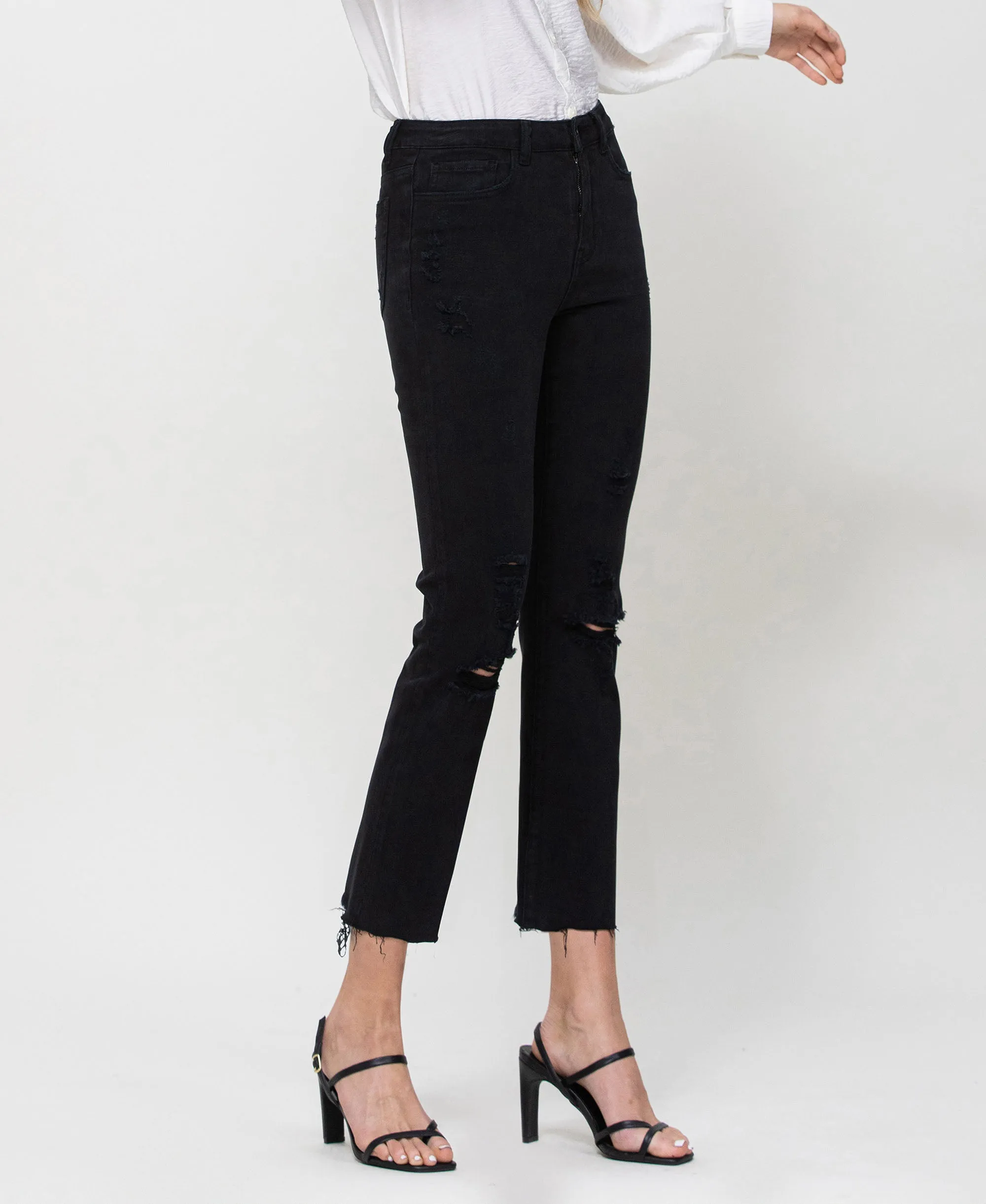 Jet Black - High Rise Slim Straight Jeans