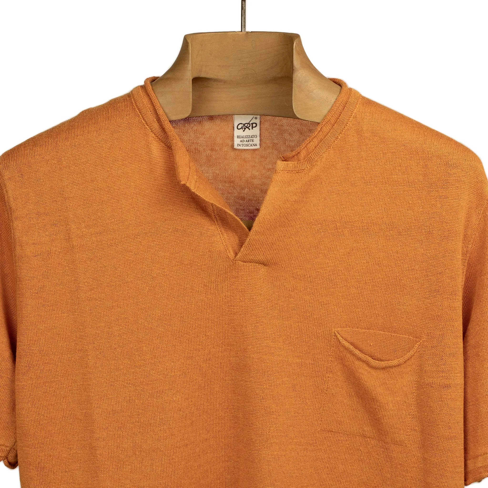 Knit short sleeve henley tee in burnt orange linen (restock)