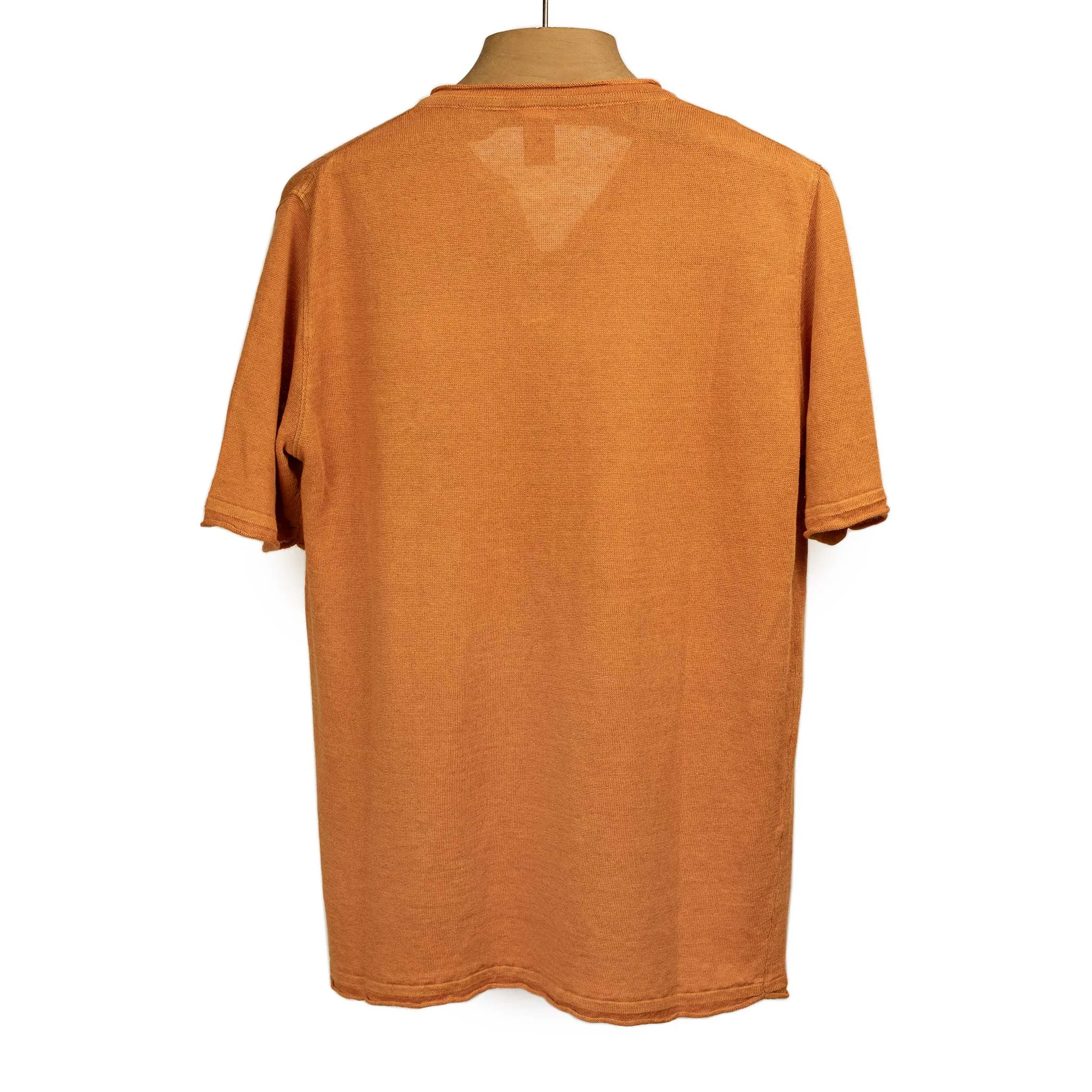 Knit short sleeve henley tee in burnt orange linen (restock)