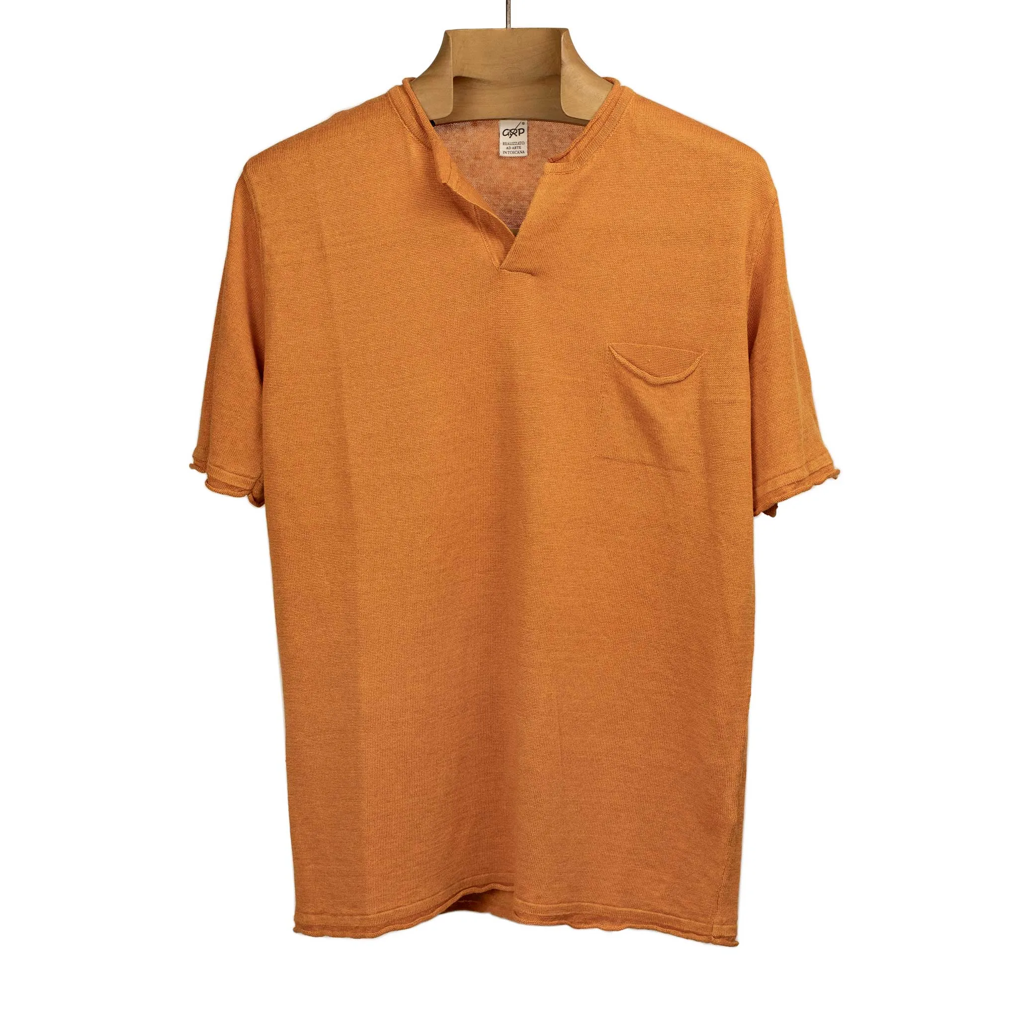 Knit short sleeve henley tee in burnt orange linen (restock)