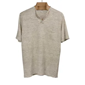 Knit short sleeve henley tee in ecru melange linen (restock)