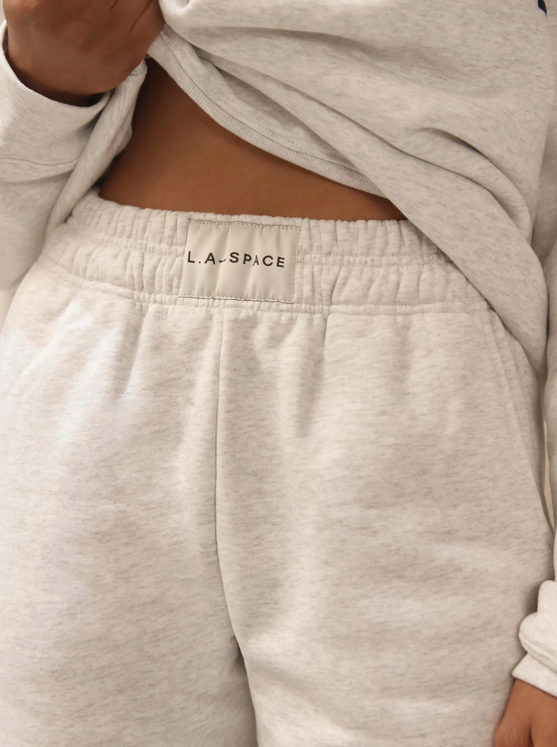 ‘L.A- SPACE’ RELAXED FIT JOGGERS IN LIGHT GREY MARL