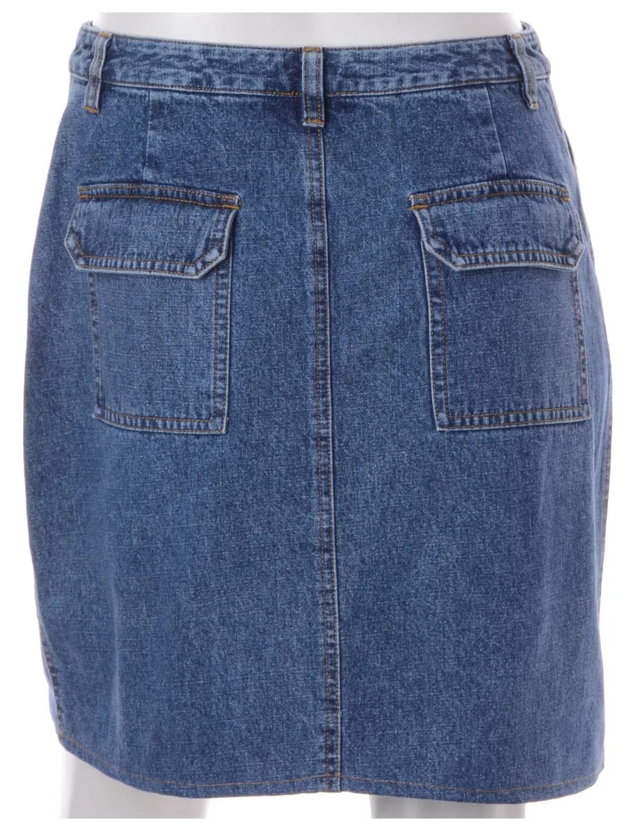 Label Short Stone Wash Denim Skirt