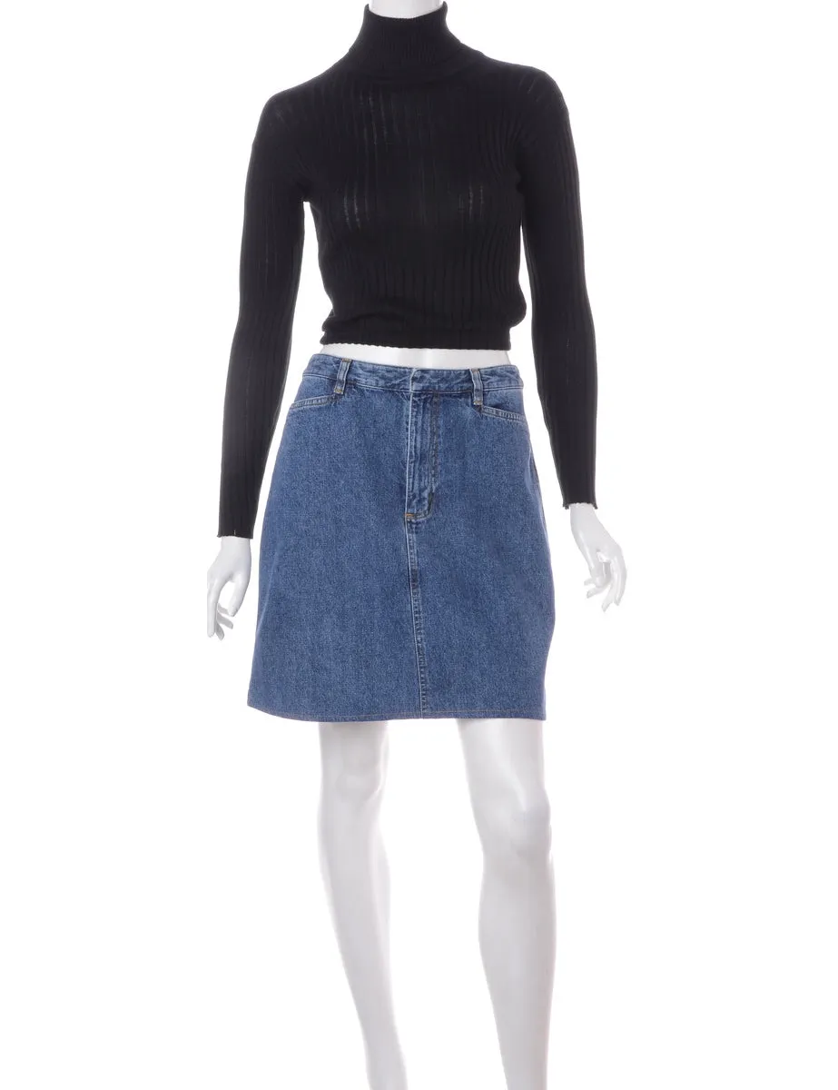 Label Short Stone Wash Denim Skirt