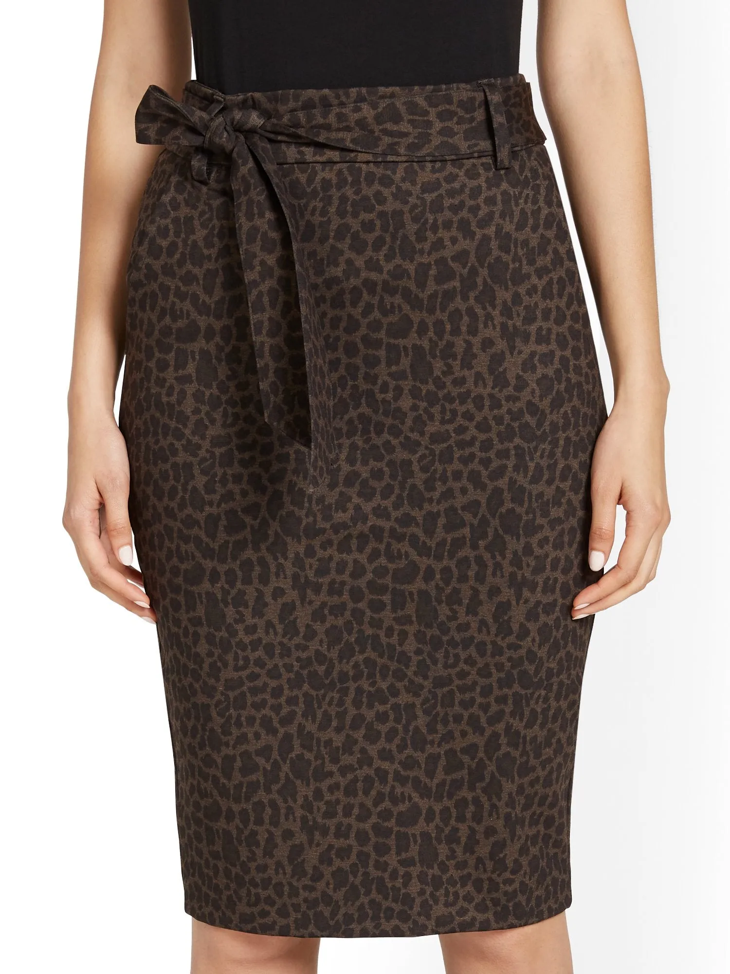 Leopard-Print Paperbag-Waist Pencil Skirt - Superflex