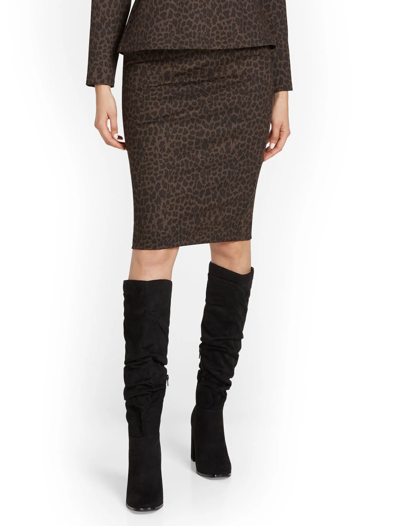 Leopard-Print Paperbag-Waist Pencil Skirt - Superflex