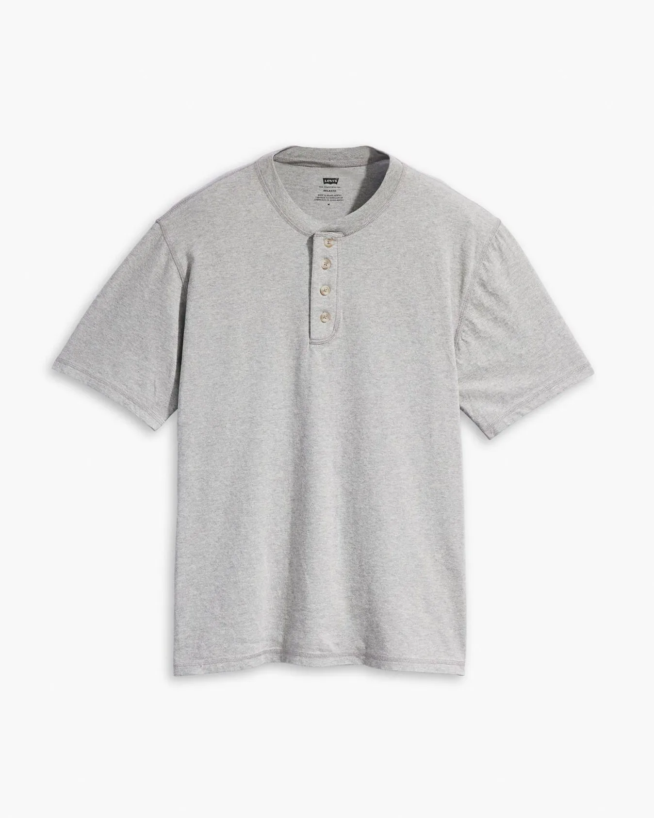 Levi's® S/S 4 Button Henley - Mid Tone Grey Heather